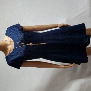 Blue Rair casual cap sleeve fit and flare dress L